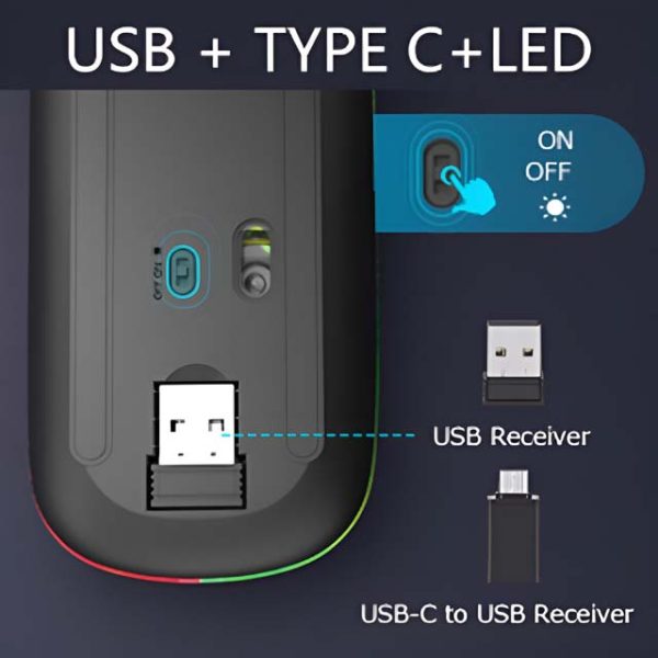 Rechargeable Wireless  Type C Mouse 2.4Ghz  RGB  Mouse - Image 6